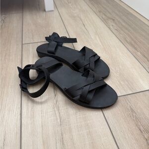 Black Leather Sandals. Jerusalem Chloe Sandals. Handmade leather sandals.